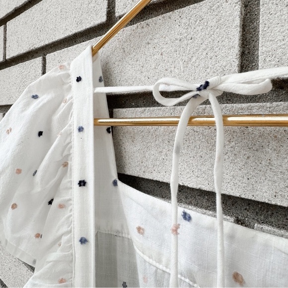 Self Contrast Nina Open Back White Midi Dress NWT Swiss Dot Flutter Sleeve - Picture 7 of 13